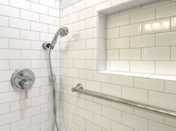 Grab bars installed in modern bathroom for safe bathing in Bluffton, SC