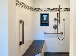 Grab bars installed in modern bathroom for safe bathing in Bluffton, SC